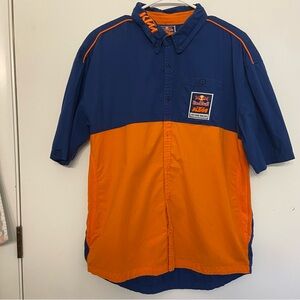 Mens XL Red Bull KTM Racing Team Short Sleeve Polo Blue and Orange 100% Cotton